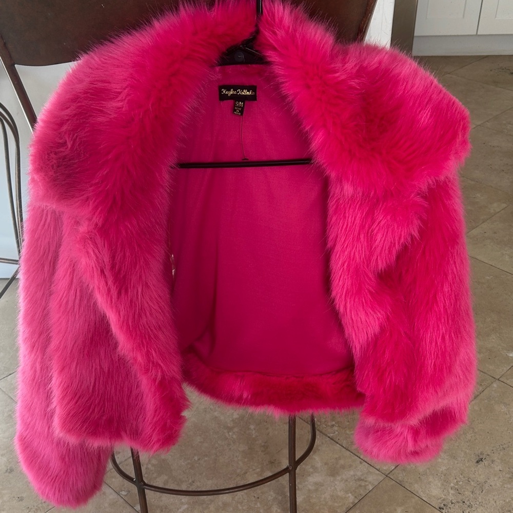Women's Pink Faux Fur Jacket